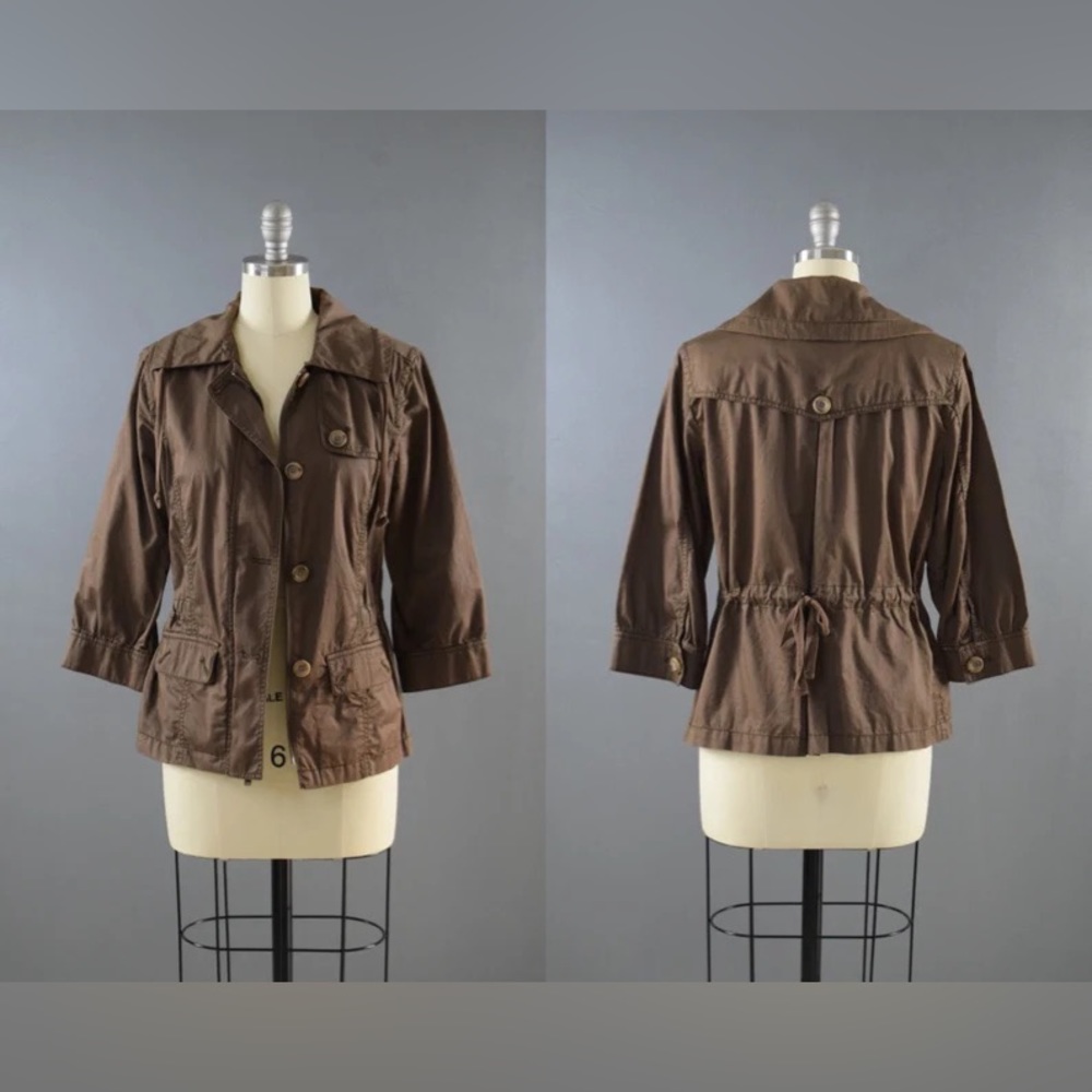 Vintage 1990’s Eddie Bauer Cocoa Brown Draw String Waist Jacket Size Medium M